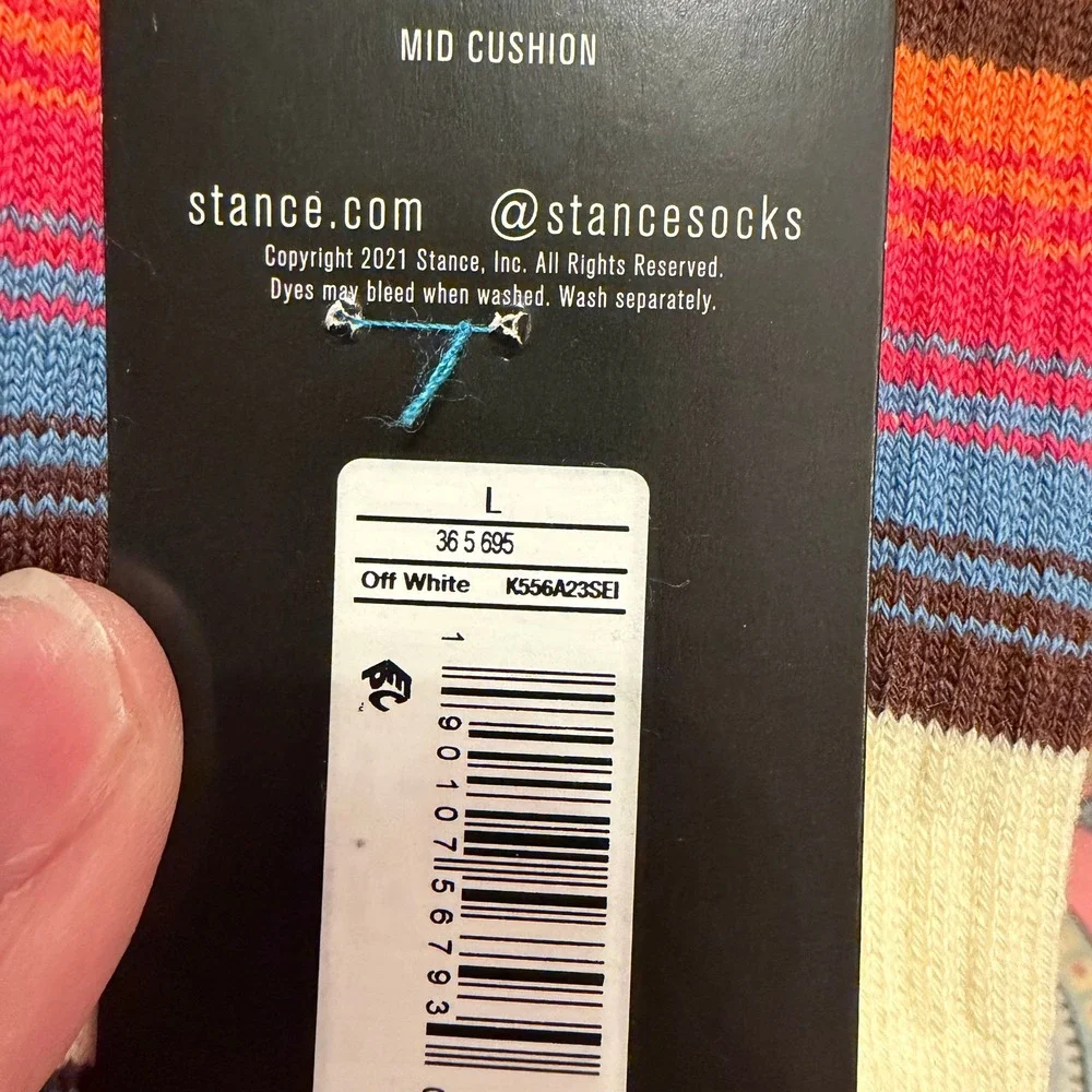Stance Kids Wade Collection Casual Crew Socks Off White Striped L Y:3-5.5 NEW